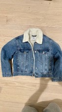 ZARA Girls Denim Jacket Size 10 Sherpa Lined Blue Jean Jacket