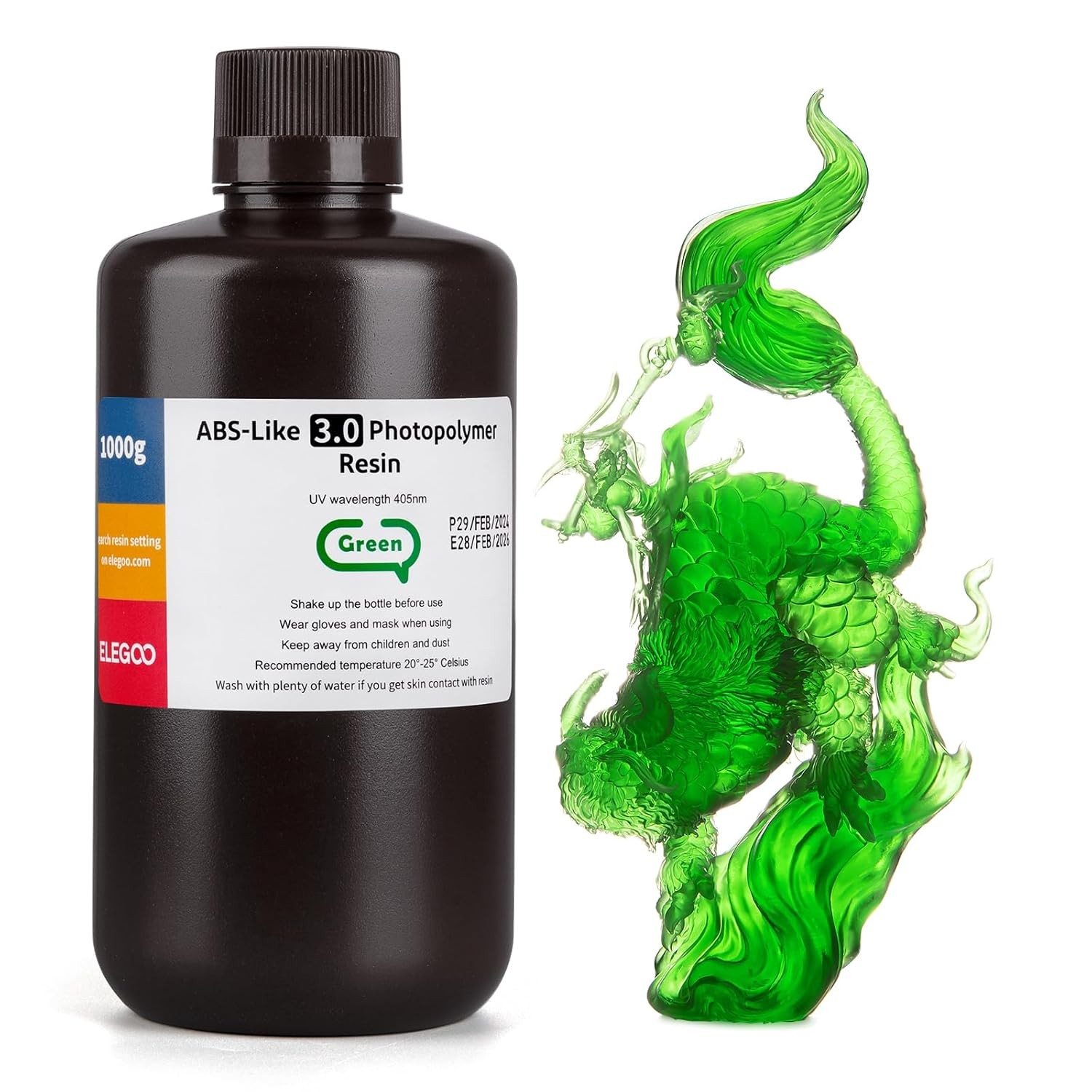 3D Drucker Resin 405nm UV-härtend, hochpräzise, klargrün, niedrige Viskosität,