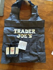 Trader Joe's Canvas Micro Tote with Grocery Bag, Navy Blue