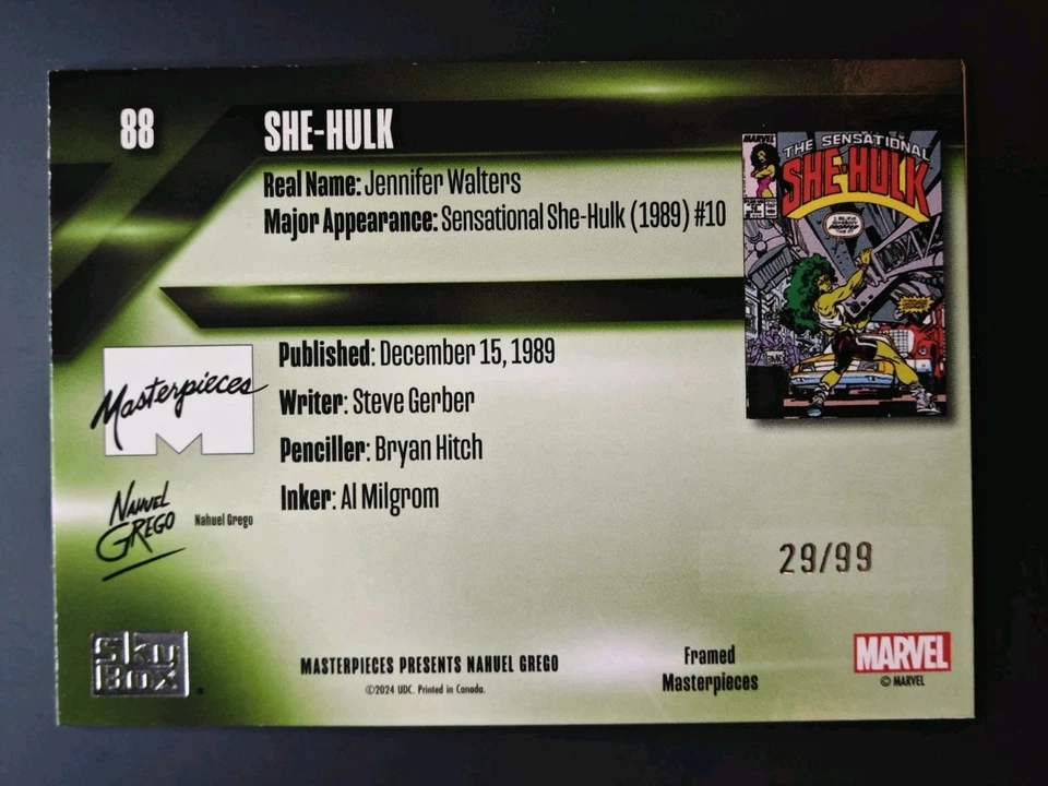 2024 Masterpieces Nahuel Grego #88 She-hulk Framed 24/99 Level 4 - Image 2 of 2