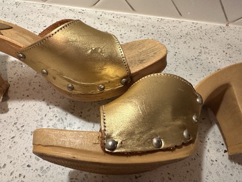 Vintage 80er Candies Original Sandalen High Heels Pantoletten sexy gold 9 /40 Italy - Bild 8 von 11