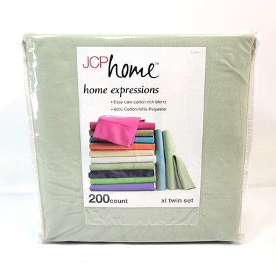 JCPenney Home Expressions XL Twin Sheet Set Green 3 Piece New