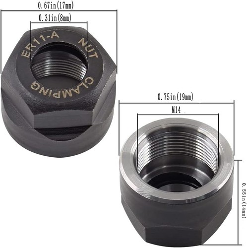 Durable 5-Pc ER11-A Collet Clamping Nut Set for CNC and Milling Applications - Picture 4 of 7