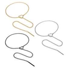 Heart O Ring Slip Chain Choker Bar Dangle Necklace Women Cuban Chain Y Collar