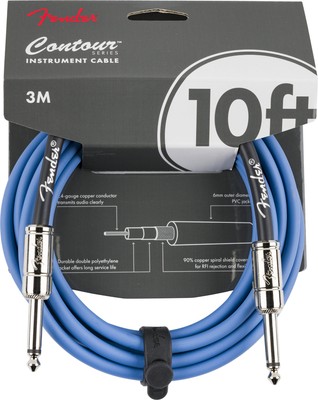 Fender Contour Series 10' 3m Instrument Klinke Gitarren Kabel Lake Placid Blue