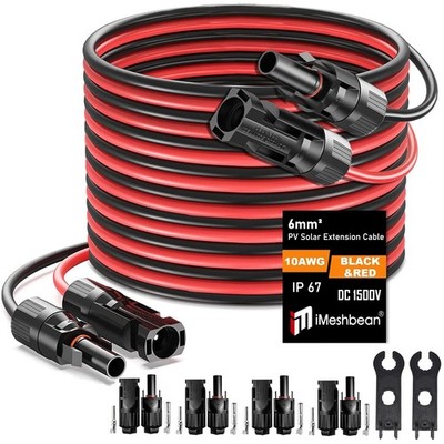 10AWG Solar Panel Extension Cable 30/40/50/100 FT Cable Flexible Wire Connectors