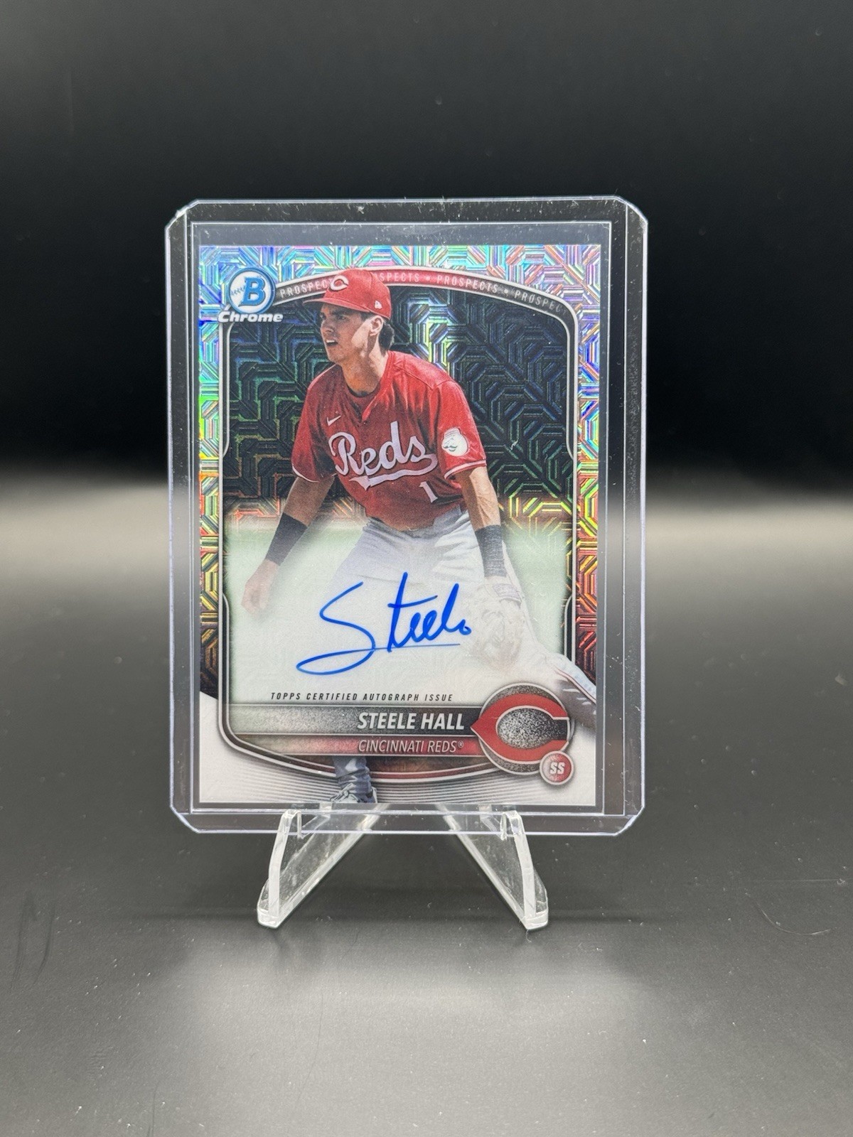 2025 Bowman Draft Steele Hall Mega Box Mojo Refractor Auto #BMA-SHA Reds