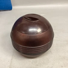 Antique 1930’s Amber Globe Tobacco Glass Humidor W/ Bakelite Lid