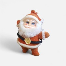 Vintage Christmas Plastic And Flocked Felt Dancing Santa