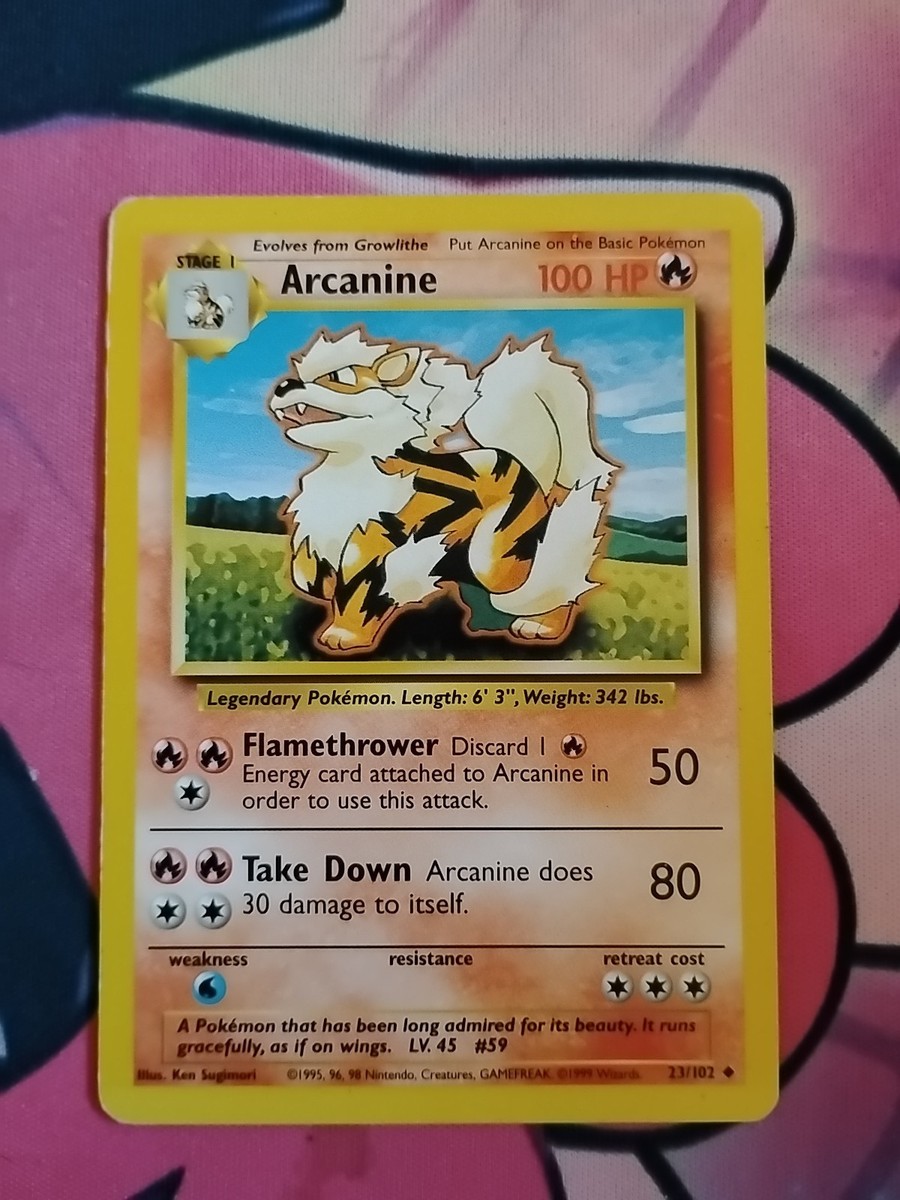 arcanine pokemon card 23 102 Is the 1st edition fake? : r/IsMyPokemonCardFake Stage 1 Pokmon Arcanine Base Set 1999