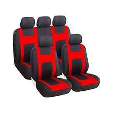 zipelo 9PCS Car Seat Covers Full Set, Front Seat Covers with Matching Back Red