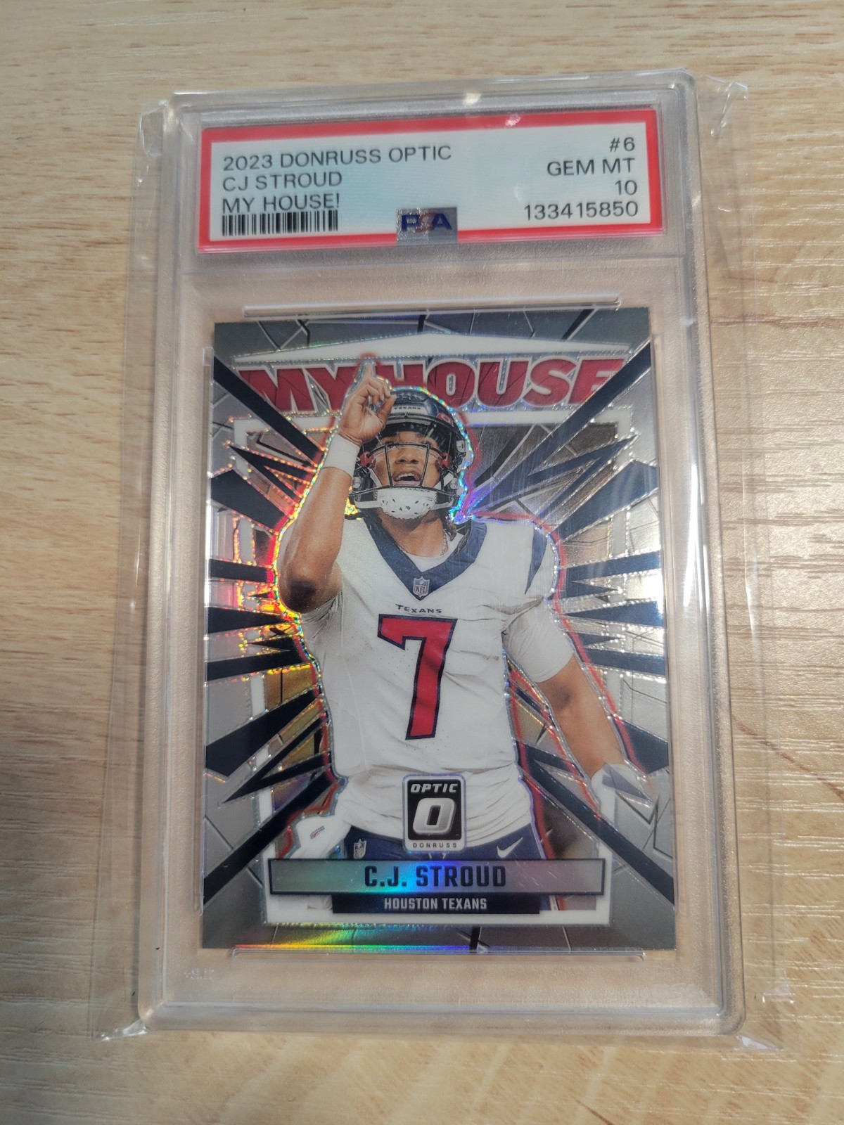 CJ STROUD 2023 DONRUSS OPTIC #6 MY HOUSE! PSA 10 ROOKIE RC Texans Gem MT