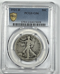 1921-D Walking Liberty Half Dollar : PCGS G6