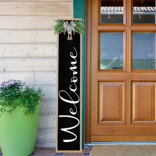 Welcome Cursive Sign for Front Porch Standing 45"X9" Tall Large Vertical Lean...