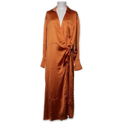 Pretty Lavish, Wickelkleid, Größe: 48, Orange, Polyester, Einfarbig, Satin #t4S