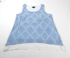 AB Studio Women's Blue Sleeveless Blouse Size L