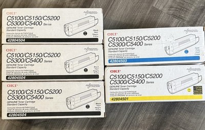 Lot of 5 OKI C5100/C5150/C5200/C5300/C5400 Toner Series Cartridges Ink Printer