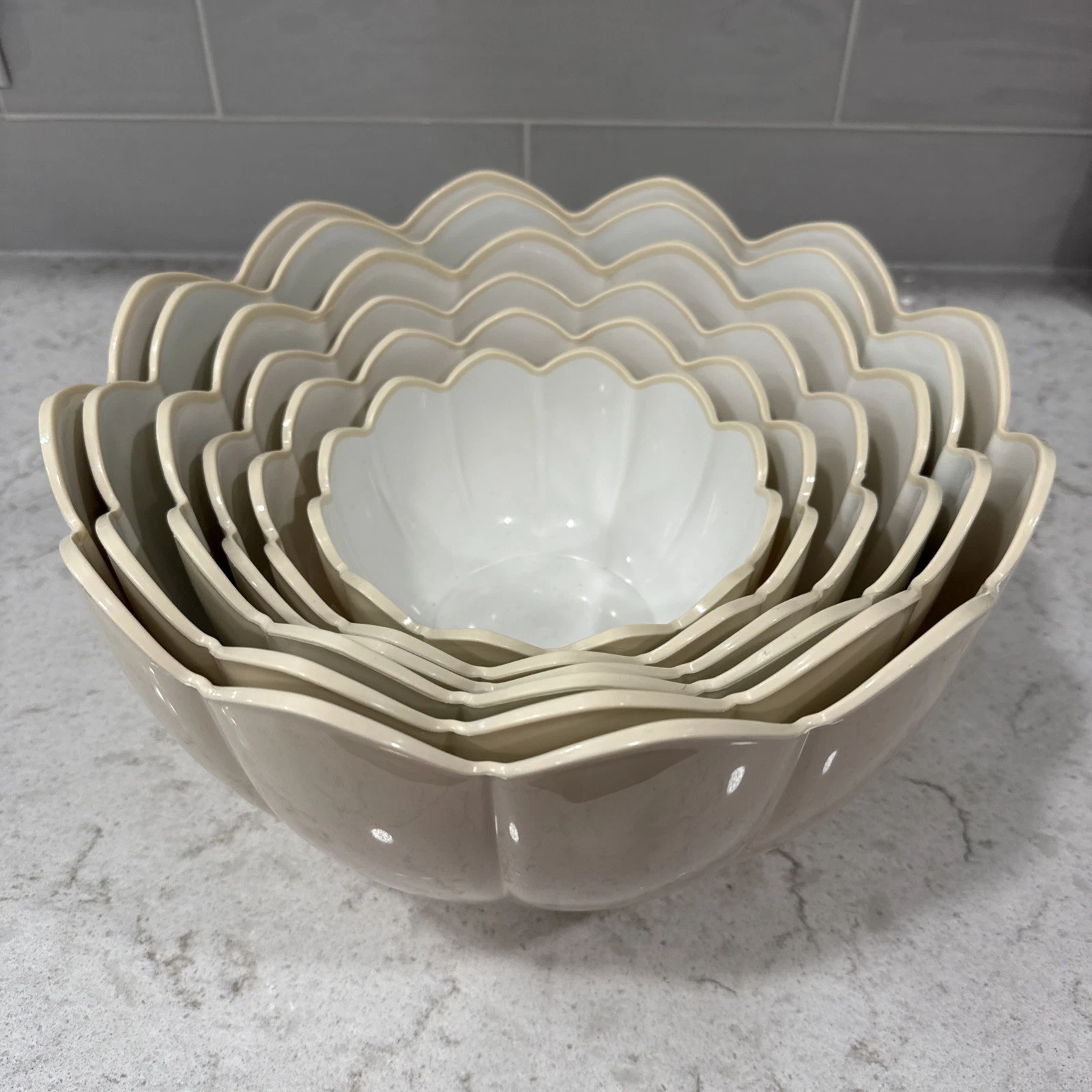 Set 6 Pieces Melange Melamine Mixing Bowl Nesting Serving Salad Salsa Chip Dip