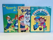 Vintage Raggedy Ann and Andy Coloring Paint Trace Activity Books Set BIN 64