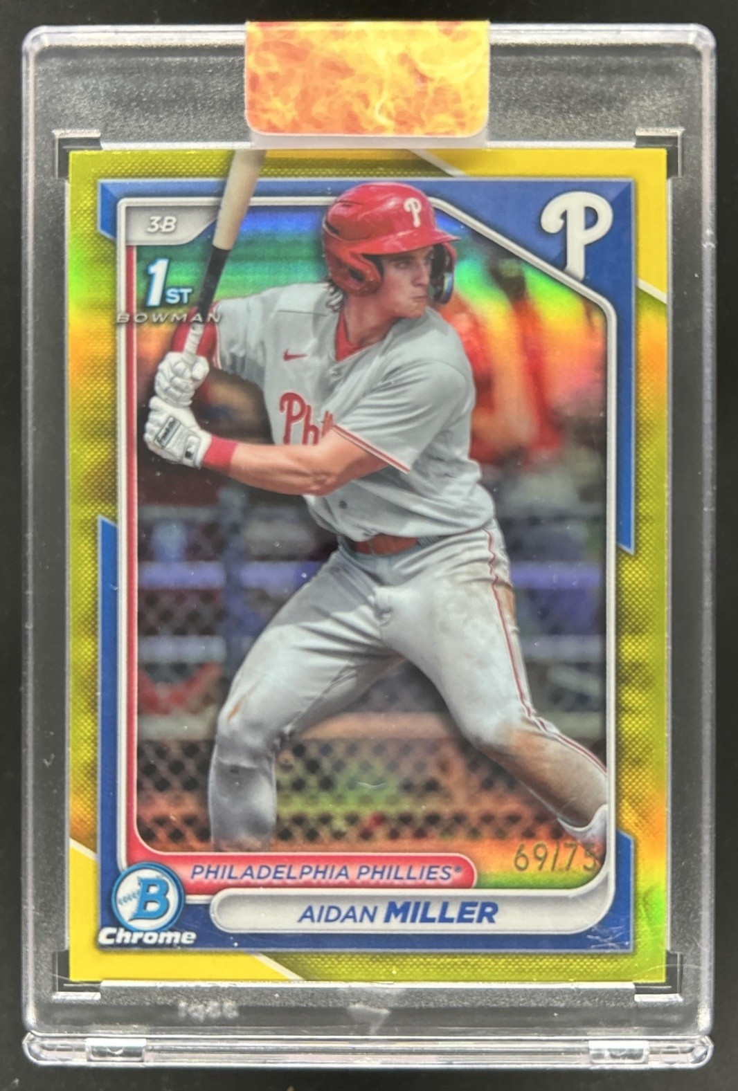 2024 Bowman Aidan Miller Chrome Yellow Refractor 1st Prospect #/75 Phillies