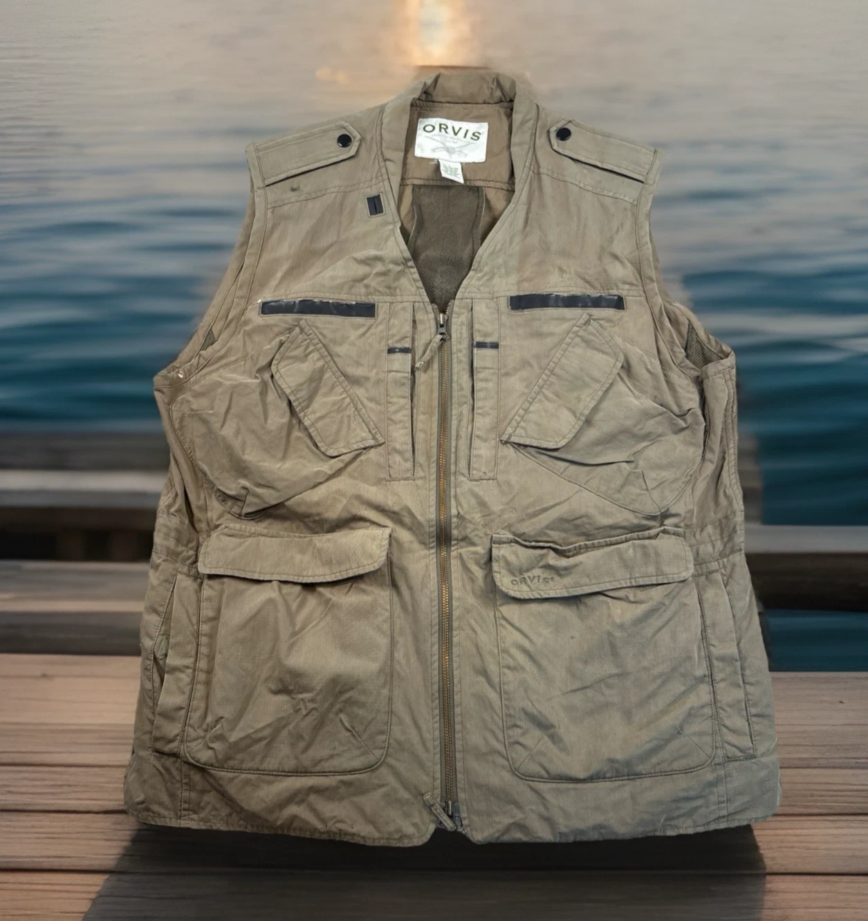 Orvis Fishing Vest Men Large Khaki Tactical Hunting Fly Khaki Safari Adult Sport