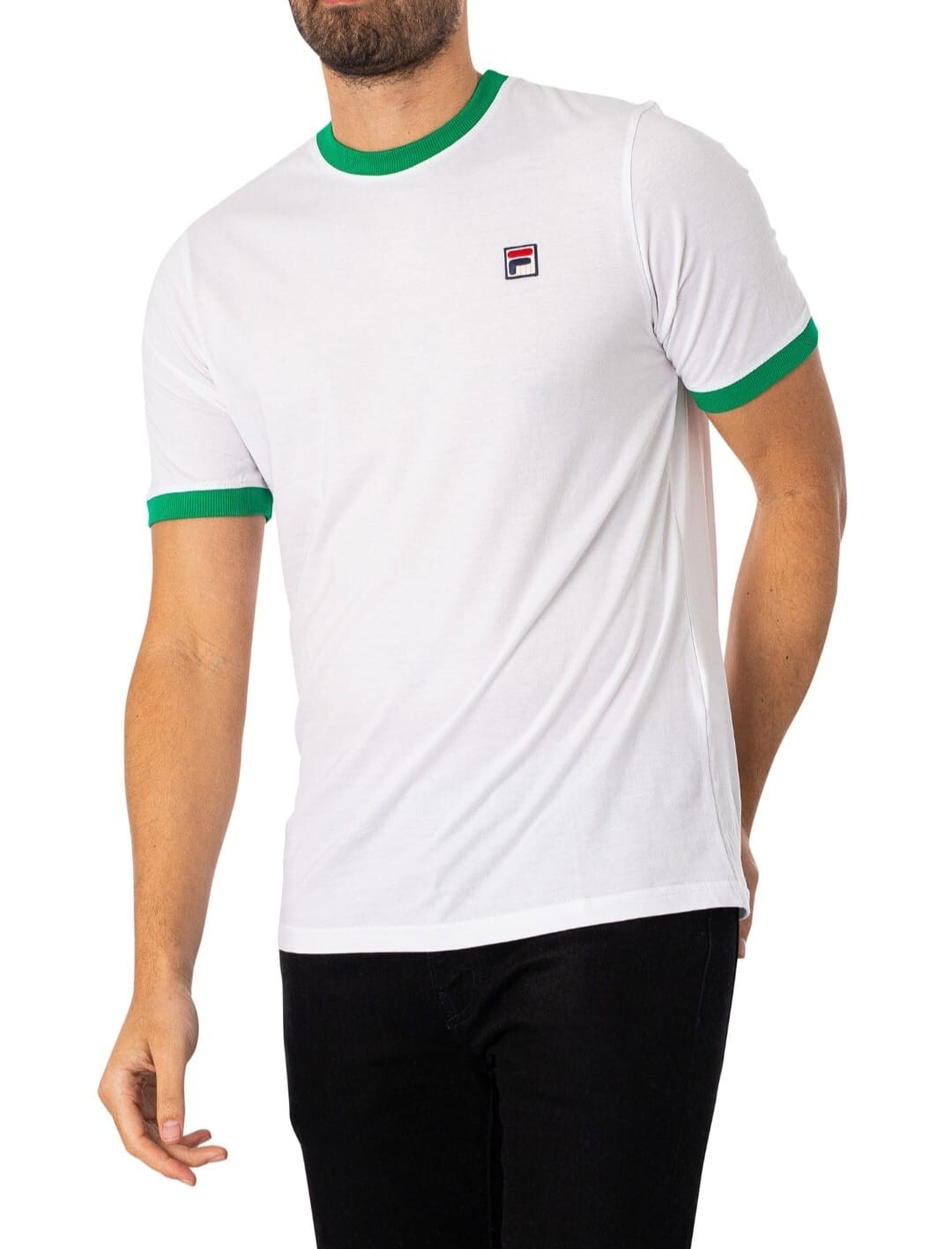 T shirt Fila Marconi Ringer. White Jelly Bean UK Uomo Large. Nuovo etichettato