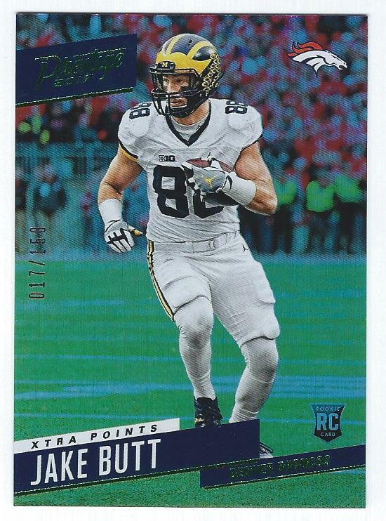 2017 Panini Prestige Green parallel RC #279 JAKE BUTT - Broncos RC #17/150 