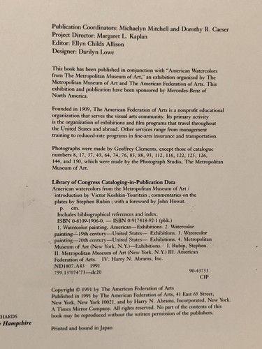American Watercolors from the Metropolitan Museum of Art by Stephen Rubin,HC1991 - Picture 8 of 12