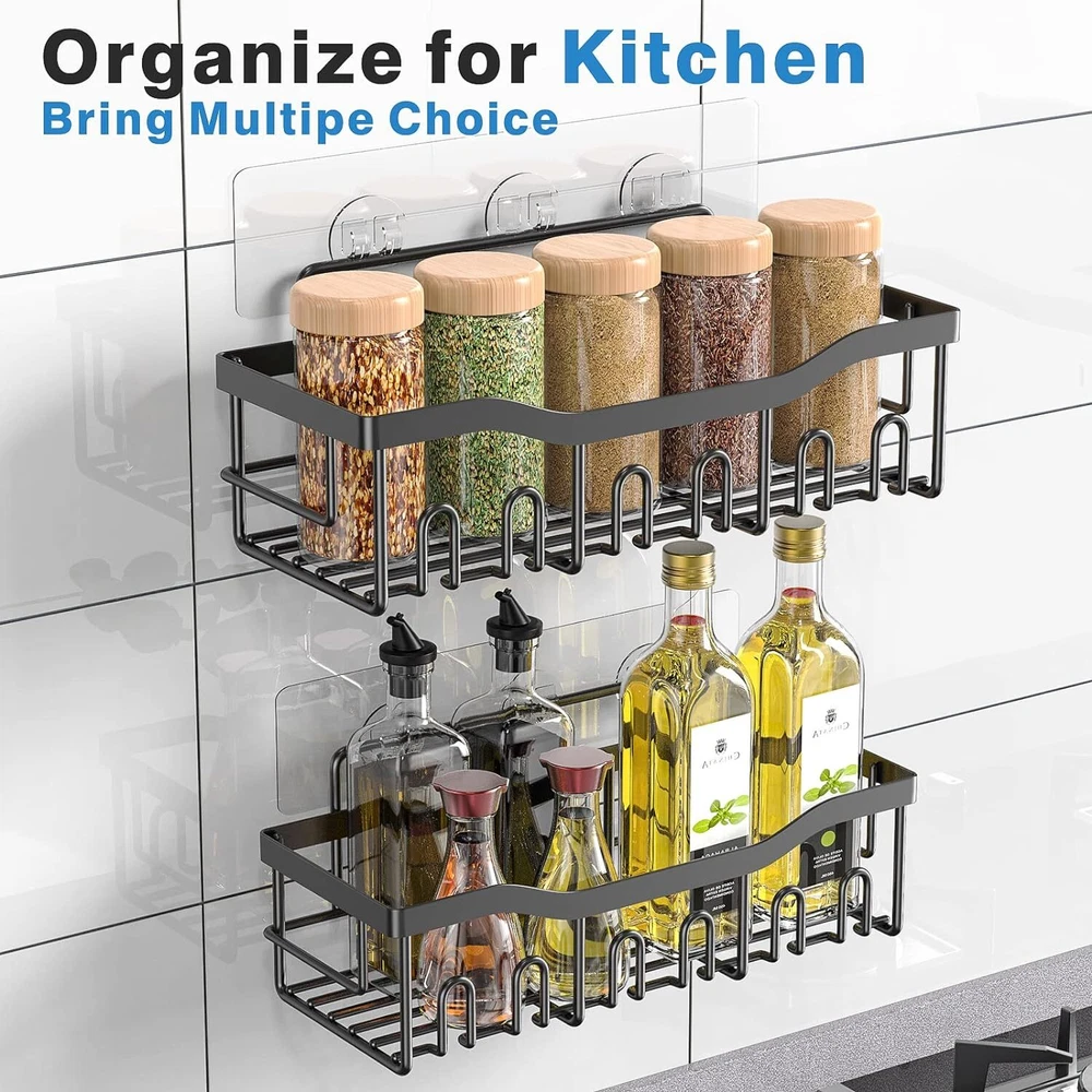 Shower Caddy 2 Pack,Adhesive Organizer for Bathroom 2 PACK, Black