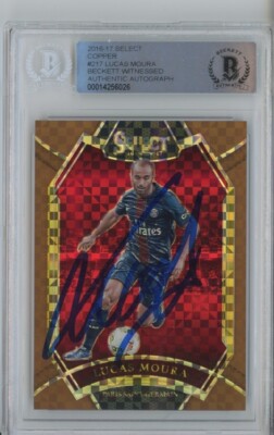 2016-17 Lucas Moura Signed Panini Copper Prizm #217 Beckett Witness LE 24/49