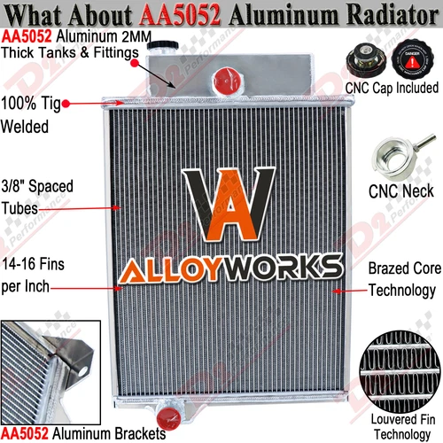 4 Row Aluminum Radiator For John Deere 4000 4020 AR49454 AR40832 AR46434 Tractor