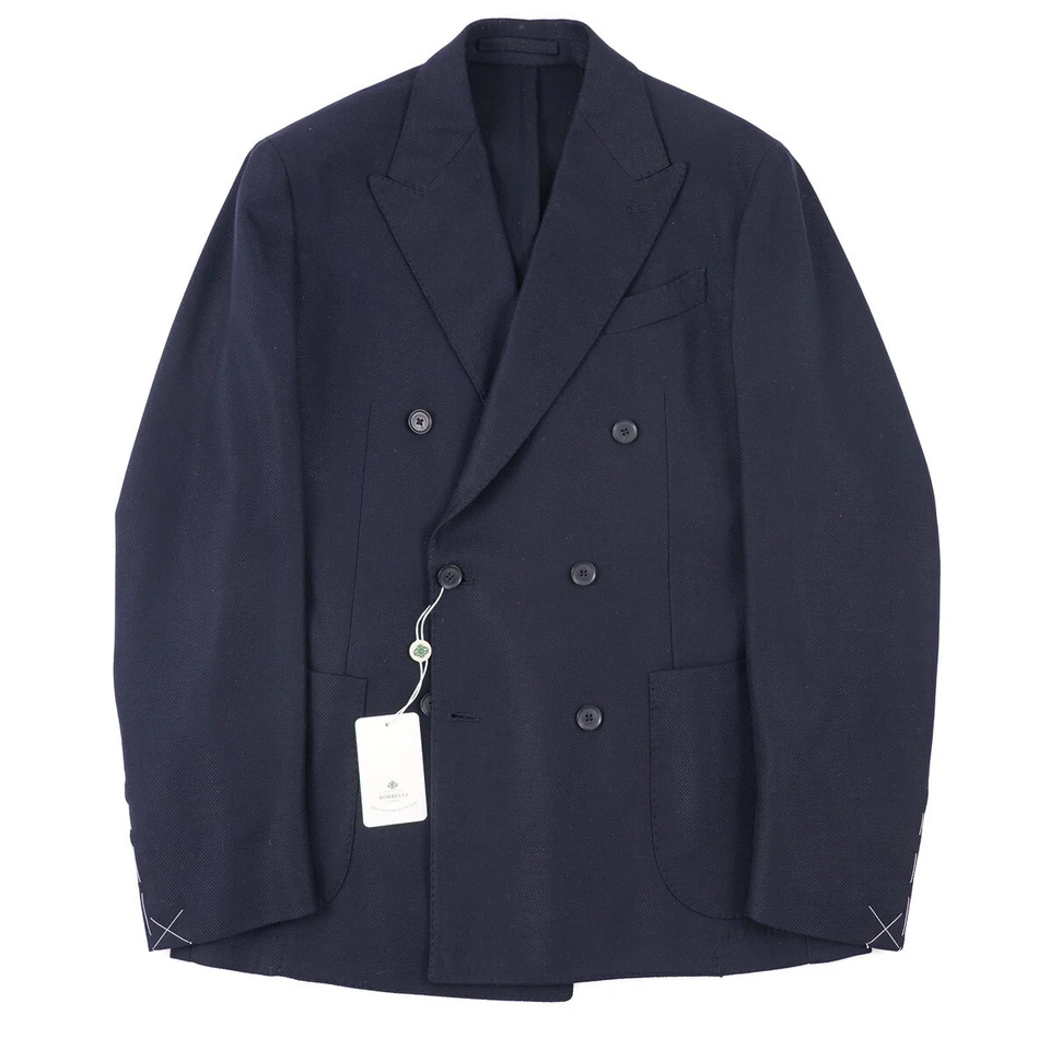 Luigi Borrelli неструктурированный темно-синий Pique трикотажа спортивное пальто 40R новый с Ярлыками - Изображение 3 из 4