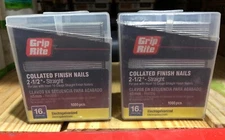 (LOT OF 2 BOXES) Grip Rite 16 GA 2-1/2" Straight Collated Finish Nails 1000 pcs