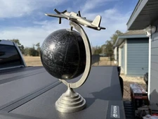 Pier 1 Imports World Globe Black & Silver Metal Plane 14" Tall Tabletop Desktop