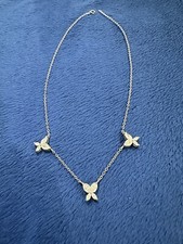 Sterling Silver 925 Triple Butterfly Necklace, 16  