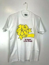 Our Support Yellow Ribbon Screen Stars Best Mens T-Shirt White Tee Vintage L