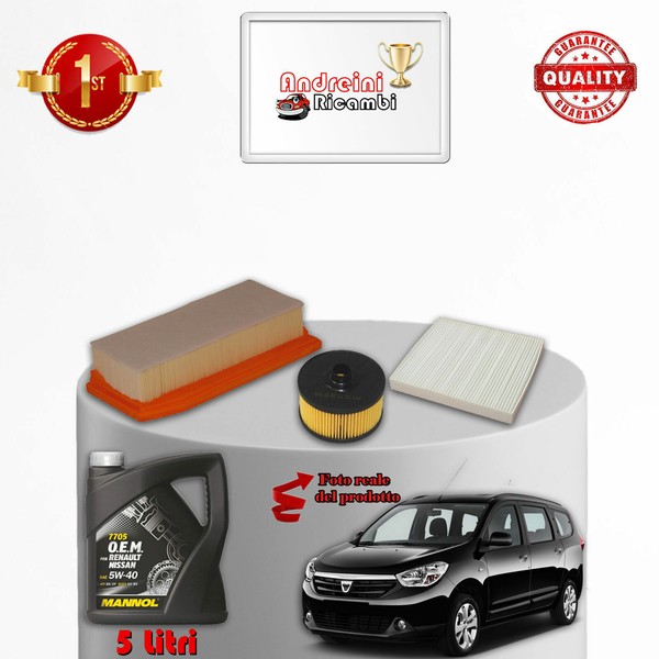 Wartungskit 3 Filter Und ÖL Dacia Lodgy 1.3 75KW 102PS Ab 2019-image