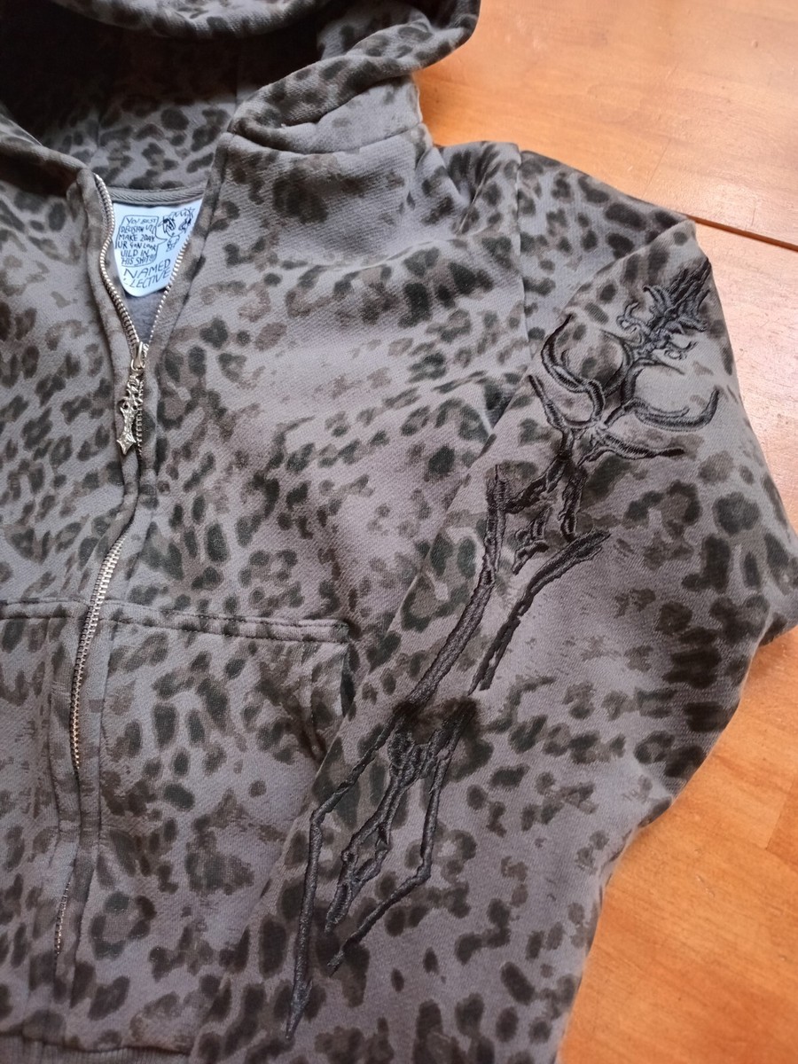 Named Collective Womens Dagger Leapord Print Full Zip Hoodie Sz