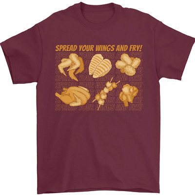 Spread Your Wings & Fry lustiges Huhn BBQ Herren T-Shirt 100% Baumwolle