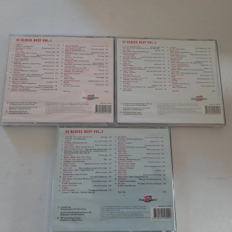 25 Oldies Best Volume 1 bis 3 Donovan Searchers Carnes Christie Floyd Coasters - Bild 2 von 2