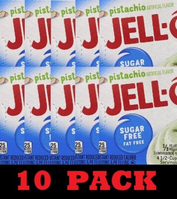 10x Jello PISTACHIO SUGAR FREE Instant Pudding & Pie Filling Mix Dessert 10 PACK