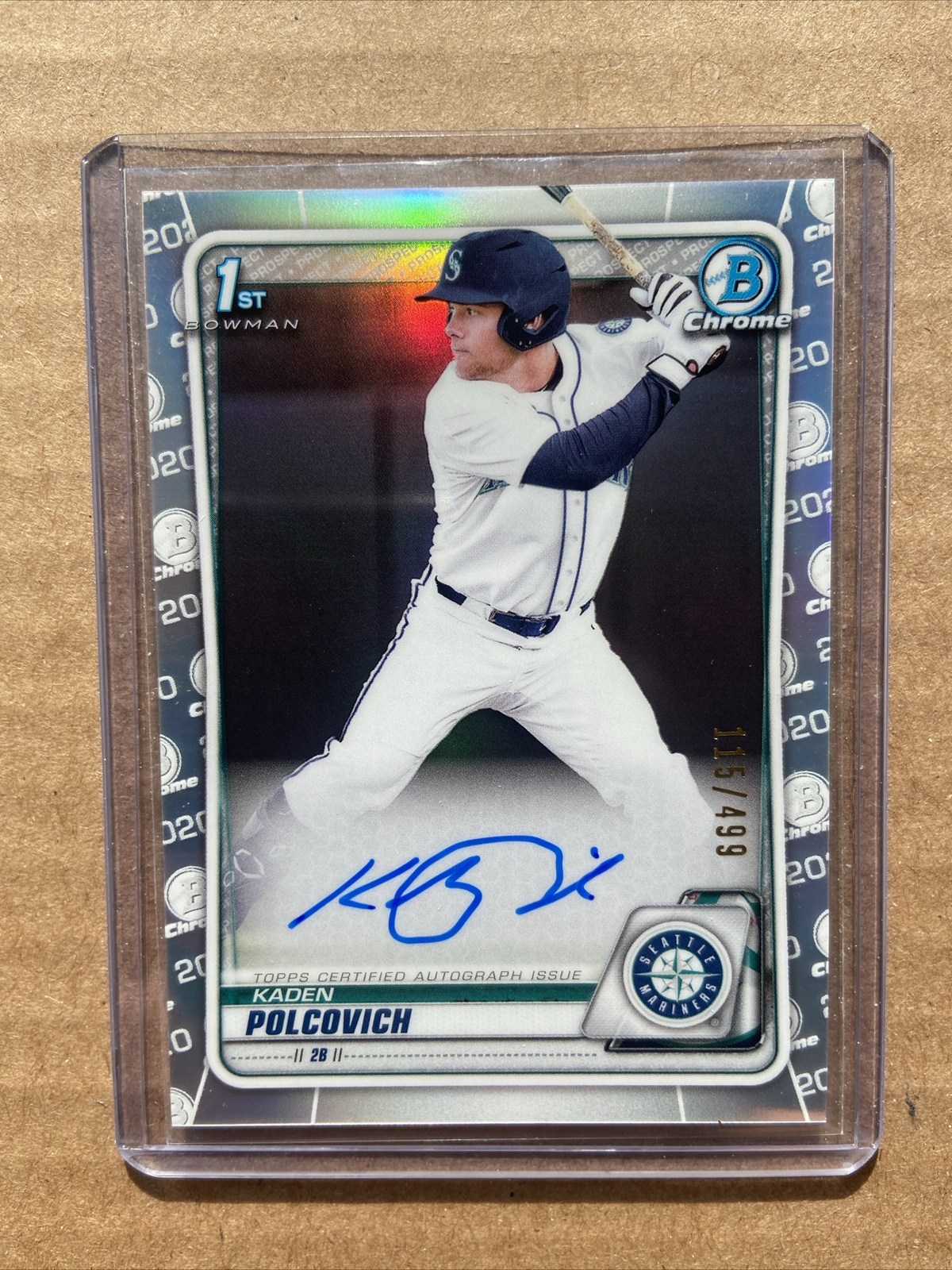 Signed Kaden Polcovich 2020 Bowman Chrome Draft Refractor Autographed /499 Auto