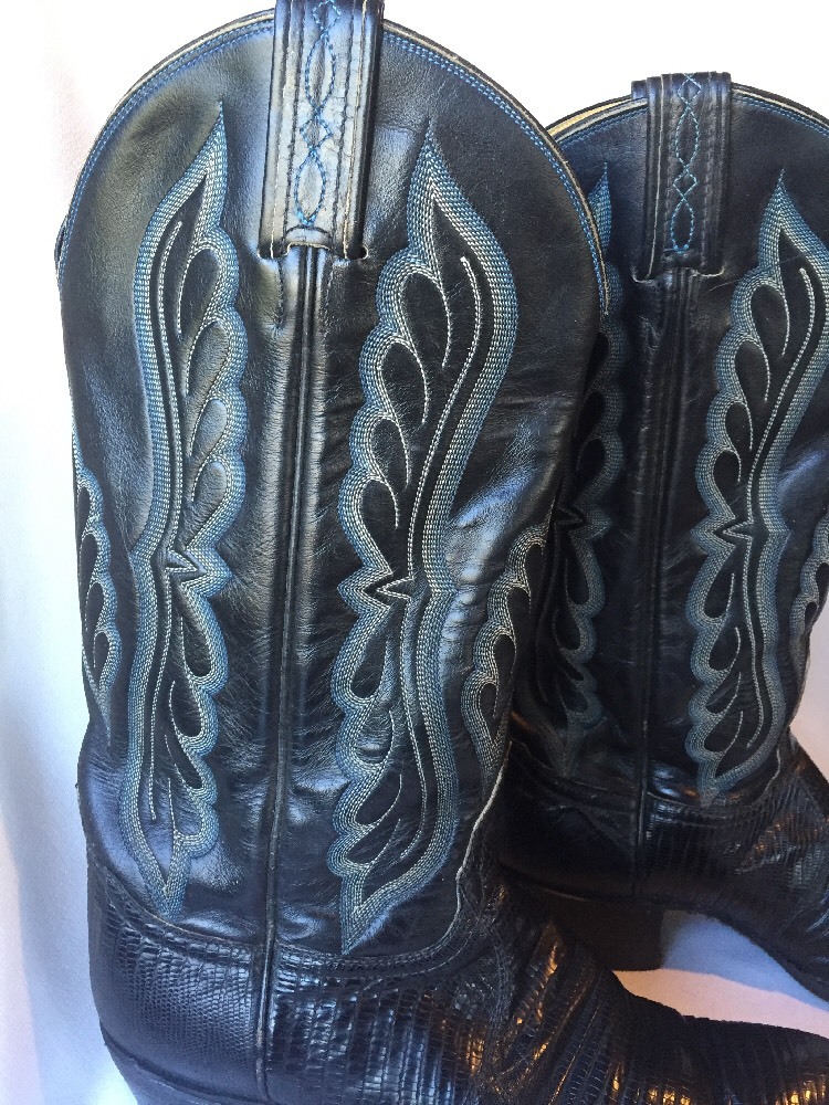 2156) MENS TONY LAMA 8539 BLACK LIZARD SKIN COWBOY WESTERN  display picture 1