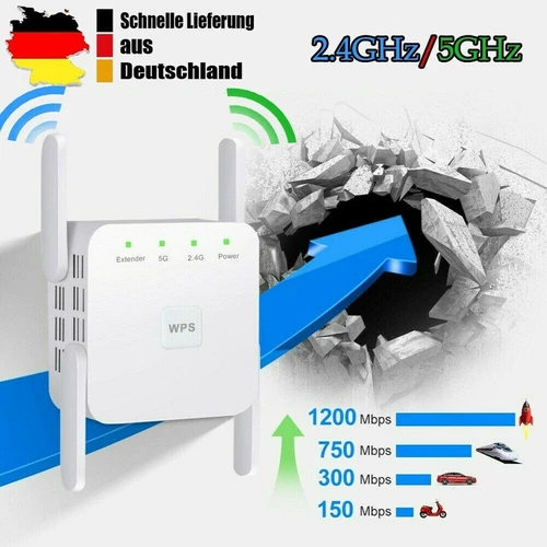 Wireless WLAN Repeater WLAN Verstärker Integrierte Steckdose 1200 Mbit/s DE NEU - Bild 1 von 15