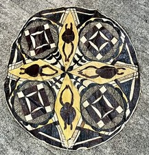 Native American Paper Cloth Fabric Painted Shield Wall Art