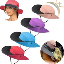 Women's Wide Brim Sun Hat Breathable Foldable UV Blocking Hiking Braid Exposure