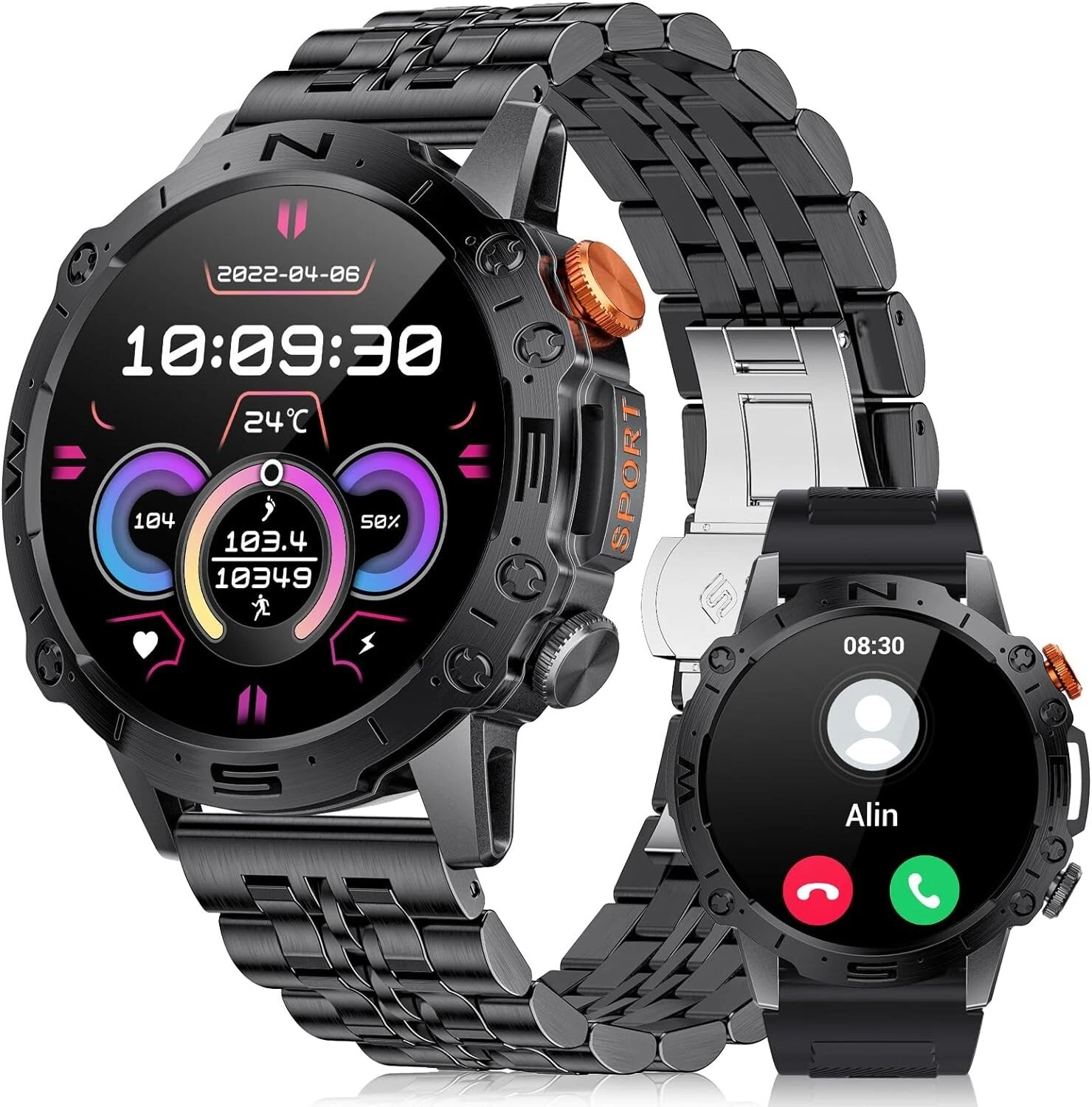 Smartwatch Men's Phone Function Wristwatch Sport Watch for iPhone Samsung Huawei
