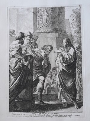 18.Jh. FRANZÖSISCH: B. PICART - DIE RUFUNG DES HEILIGEN MATTHÄUS, nach LODOVICO CARRACCI