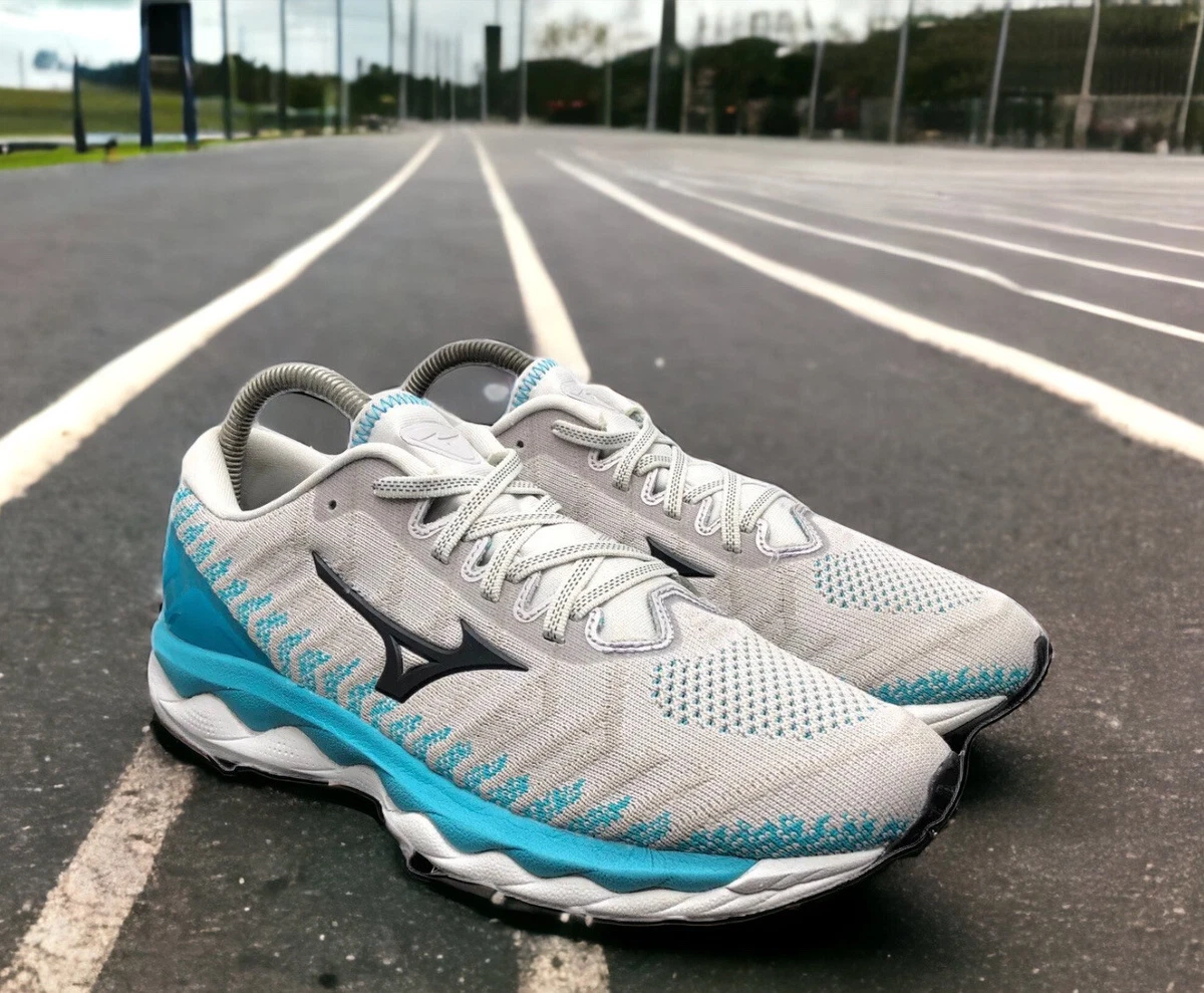 Mizuno Wave Sky Waveknit Running Shoes Blue Gray Color Womens Size