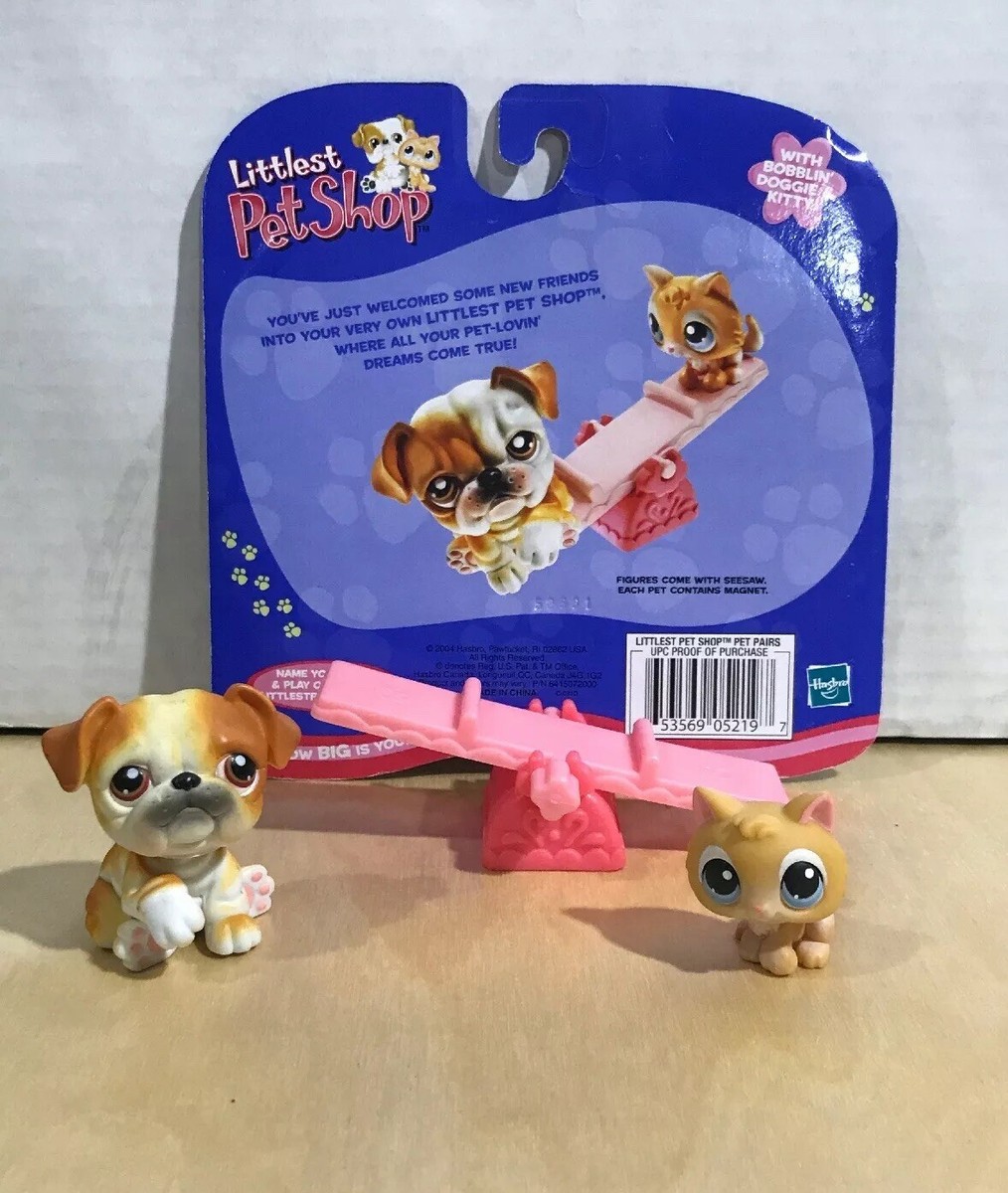 LPS Littlest Pet Shop 2004 BULLDOG #46 KITTEN #47 pet pairs Rare